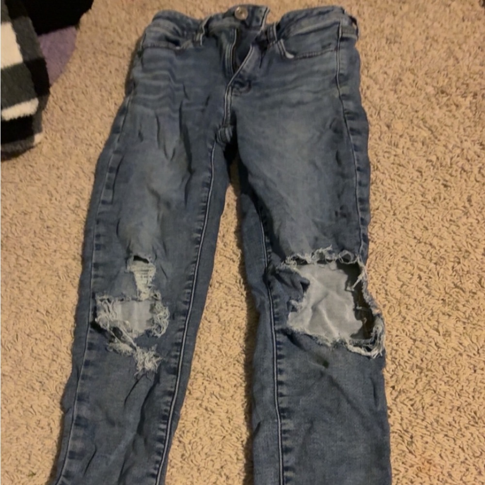 American Eagle Outfitters Women's Ripped Blue Skinny Jeans